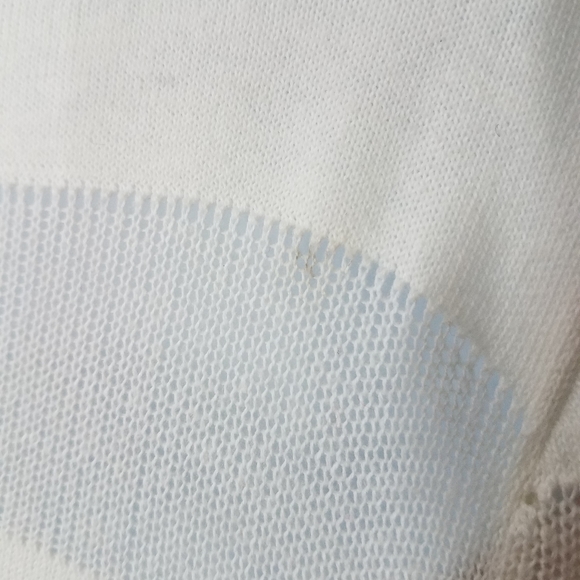 Willi Smith Off White Sheer Striped Open Cardigan - Picture 3 of 10